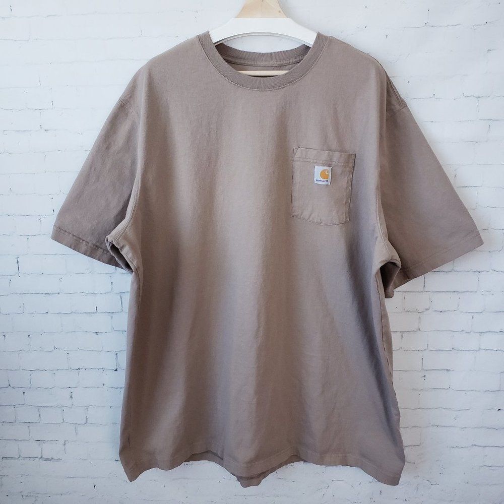 Carhartt Original Fit T-Shirt Size 3XL Tan Beige Pocket Tee Heavy Duty Cotton